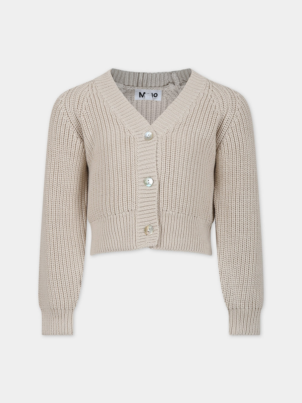 Cardigan beige per bambina con logo